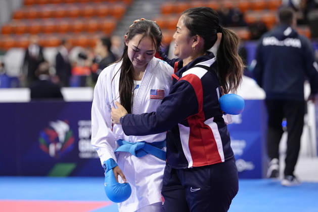 2026 World Cadet, Junior & U21, U 21 Karate Championships BIELSKO-BIALA, POLAND - OCTOBER 16: Presley Allen of the United States performs reacts after the cadet female kumite -54kg semi-final at the 2026 World Cadet, Junior & U21 Karate Championships at Hala Pod Debowcem on October 16, 2026 in Bielsko-Biala, Poland. Bielsko-Biala Hala Pod Debowcem Poland Copyright: x2026xKaratexInsights PSxImagesxKjetilxWaber KaratexInsightsx