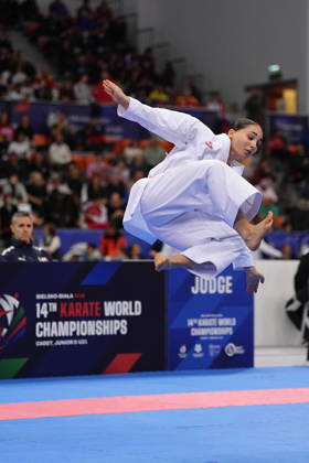 2026 World Cadet, Junior & U21, U 21 Karate Championships BIELSKO-BIALA, POLAND - OCTOBER 16: Anastasia Chaphidze of Georgia performs during cadet female individual kata at the 2026 World Cadet, Junior & U21 Karate Championships at Hala Pod Debowcem on October 16, 2026 in Bielsko-Biala, Poland. Bielsko-Biala Hala Pod Debowcem Poland Copyright: x2026xKaratexInsights PSxImagesxMartinxKremser KaratexInsightsx