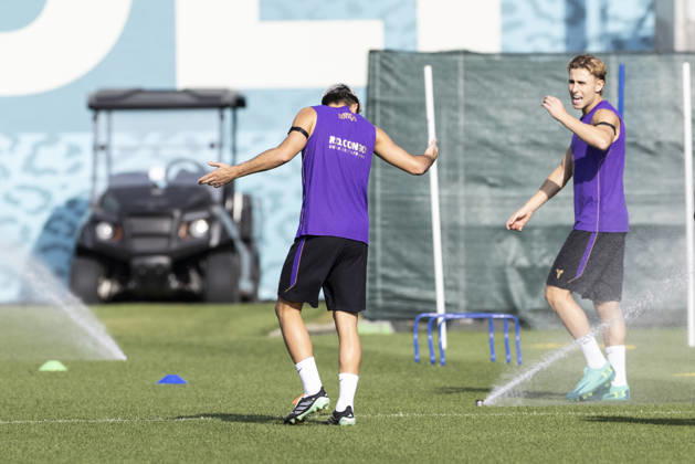 October 16, 2026, Sant Joan Despi, Barcelona, Spain: Pedri and Fermin Lopez during the training day of FC Barcelona, Barca ahead the Spanish League, Laliga EA Sports, football match against Real Betis at Ciudad Esportiva Joan Gamper on October 16, 2026 in Sant Joan Despi, Barcelona, Spain. FC Barcelona Training And press conference, PK, Pressekonferenz - LaLiga EA Sports - ZUMAa181 20261016_zaa_a181_040 Copyright: xJavierxBorregox