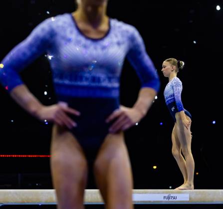 ROTTERDAM - Vera Ubbink during podium training at the World Gymnastics Championships in Ahoy Rotterdam. IRIS VAN DEN BROEK ANP xVIxANPxSportx xxANPxIVx 572627477 originalFilename: 572627477.jpg