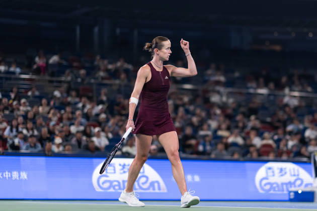 October 16, 2026, Wuhan, Hubei, China: Elina Svitolina of Ukraine celebrates her win against Sonay Kartal of UK (Not in view) during their women s singles match on day 5 of Wuhan Open at the Optics Valley International Tennis Center. Sonay Kartal defeated Elina Svitolina with a score of 6-2, 2-6, 6-4. Wuhan China - ZUMAs197 20261016_aaa_s197_124 Copyright: xRenxYongx
