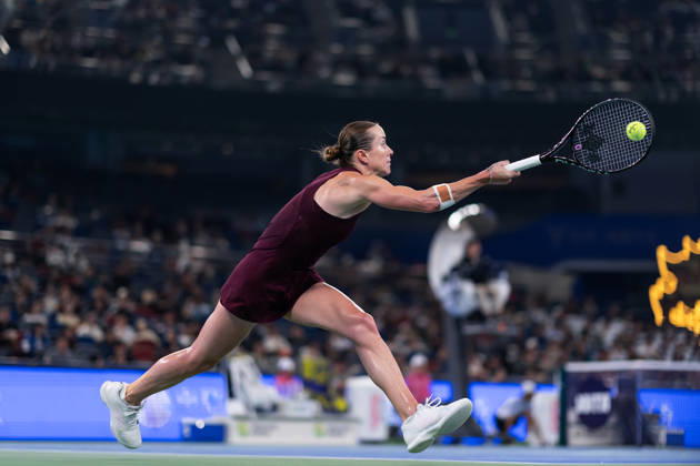 October 16, 2026, Wuhan, Hubei, China: Elina Svitolina of Ukraine seen in action with Sonay Kartal of UK (Not in view) during the Wuhan Open final match at the Optics Valley International Tennis Center. Sonay Kartal defeated Elina Svitolina with a score of 6-2, 2-6, 6-4. 2026 WTA, Tennis Damen Wuhan Open: Sonay Kartal - Elina Svitolin In China - 16 Oct  - ZUMAs197 20261016_aaa_s197_126 Copyright: xRenxYongx