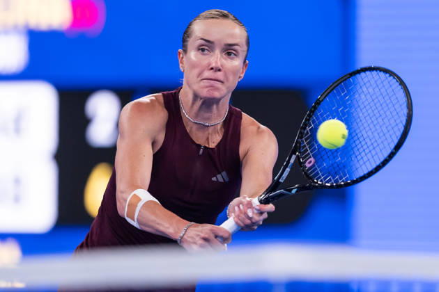 October 16, 2026, Wuhan, Hubei, China: Elina Svitolina of Ukraine seen in action with Sonay Kartal of UK (Not in view) during the Wuhan Open final match at the Optics Valley International Tennis Center. Sonay Kartal defeated Elina Svitolina with a score of 6-2, 2-6, 6-4. Wuhan China - ZUMAs197 20261016_aaa_s197_129 Copyright: xRenxYongx