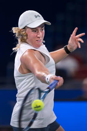 October 16, 2026, Wuhan, Hubei, China: Sonay Kartal of UK seen in action with Elina Svitolina of Ukraine (Not in view) during the Wuhan Open final match at the Optics Valley International Tennis Center. Sonay Kartal defeated Elina Svitolina with a score of 6-2, 2-6, 6-4. 2026 WTA, Tennis Damen Wuhan Open: Sonay Kartal - Elina Svitolin In China - 16 Oct  - ZUMAs197 20261016_aaa_s197_132 Copyright: xRenxYongx