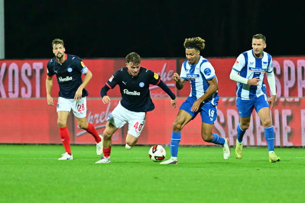 October 16, 2026, Soccer, Men s, 2nd Division Bundesliga, 2026–2027 Season, Holstein Kiel vs. Hertha BSC Berlin, Matchday 8, KSV, Holstein Stadium, Last-place team vs. league leader Leon Parduzi vs. Deyovaisio Evan Zeefuik, Kiel, Holstein Stadium, Holstein Stadium, Schleswig-Holstein, Germany