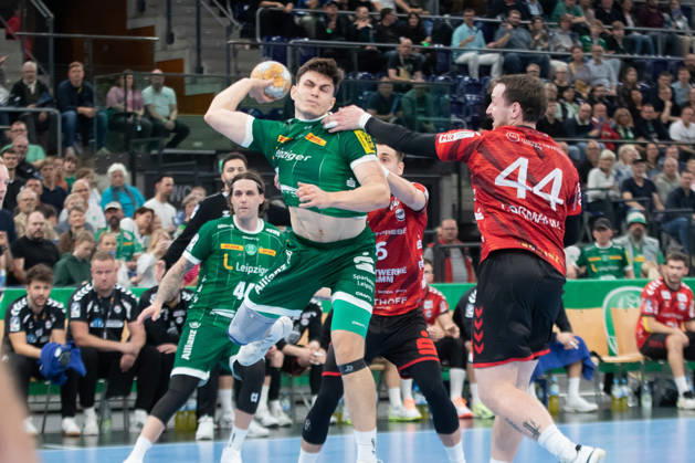 Handball, HBL2: SC DHfK Leipzig vs. ASV Hamm Westfalen, October 16, 2026; Matej Klima 13; SC DHfK Leipzig prevails. Handball, 2nd Bundesliga, 2026–2027 season, Matchday 8: SC DHfK Leipzig vs. ASV Hamm Westfalen on October 16, 2026, at the Quarterback Immobilien Arena Leipzig Copyright: xBEAUTIFULxSPORTS JanxKaeferx