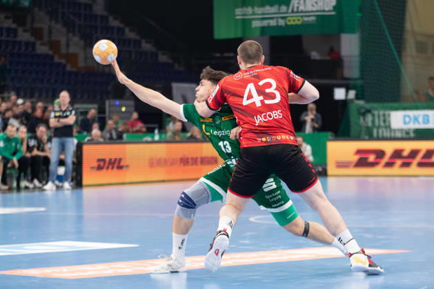 Handball, HBL2: SC DHfK Leipzig vs. ASV Hamm Westfalen, October 16, 2026; Matej Klima 13; SC DHfK Leipzig led by Jann Keno Jacobs 43; ASV Hamm Westfalen; Handball, 2nd Bundesliga, 2026–2027 season, Matchday 8: SC DHfK Leipzig vs. ASV Hamm Westfalen on October 16, 2026, at the Quarterback Immobilien Arena Leipzig Copyright: xBEAUTIFULxSPORTS JanxKaeferx