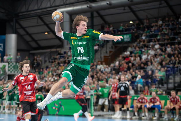 Handball, HBL2: SC DHfK Leipzig vs. ASV Hamm Westfalen, October 16, 2026; Tom Koschek 76; SC DHfK Leipzig wins. Handball, 2nd Bundesliga, 2026–2027 season, Matchday 8: SC DHfK Leipzig vs. ASV Hamm Westfalen on October 16, 2026, at the Quarterback Immobilien Arena Leipzig Copyright: xBEAUTIFULxSPORTS JanxKaeferx