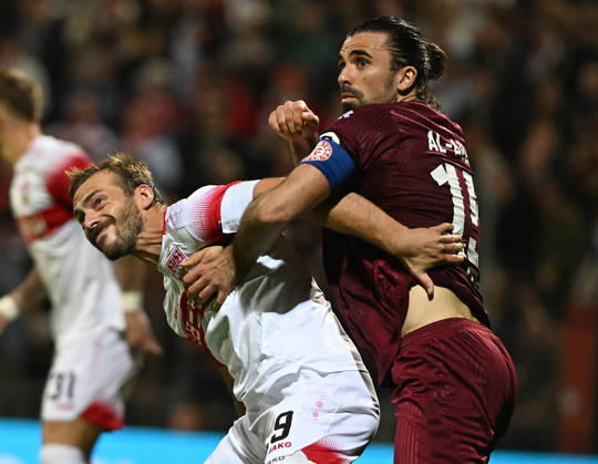 October 10, 2026, xophax, Soccer 3rd Division, Cologne, Fortuna Cologne vs. VFB Stuttgart II, David Kamm Al Azzawe (SC Fortuna Cologne, right) and Dominik Nothnagel (VFB Stuttgart, left), Cologne