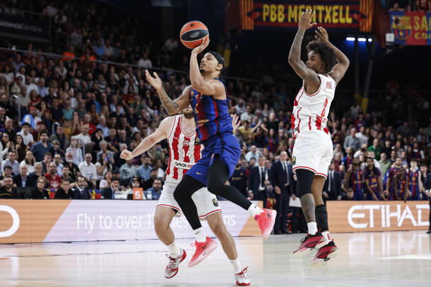 October 16, 2026, Barcelona, Barcelona, Spain: Juntin Robinson of FC Barcelona, Barca in action during the EuroLeague Regular Season Round 6 match played between FC Barcelona and Olympiacos Piraeus at Palau Blaugrana on October 16, 2026 in Barcelona, Spain. Barcelona Spain - ZUMAa181 20261016_zaa_a181_211 Copyright: xJavierxBorregox