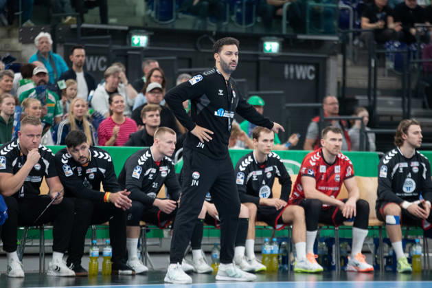 Handball, HBL2: SC DHfK Leipzig vs. ASV Hamm Westfalen, October 16, 2026; Coach Jamal Naji, ASV Hamm Westfalen; Handball, 2nd Bundesliga, 2026–2027 season, Matchday 8: SC DHfK Leipzig vs. ASV Hamm Westfalen on October 16, 2026, at the Quarterback Immobilien Arena Leipzig Copyright: xBEAUTIFULxSPORTS JanxKaeferx