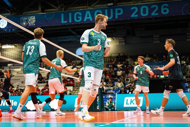 Volleyball I Men I 2026–2027 Season I 2026 League Cup I Quarterfinals I VfB Friedrichshafen vs. FT1844 Freiburg I October 16, 2026 Jubilation, excitement, enthusiasm, euphoria, joy, happiness, and cheerfulness from Yannick Harms 3, FT1844 Freiburg Copyright: xLobeca Bjorn-OlexKehmx