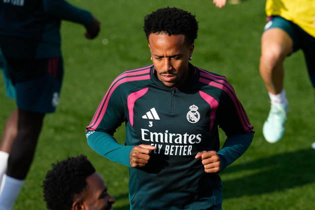 October 17, 2026, Valdebebas, Madrid, Spain: Eder Militao during the training day of Real Madrid ahead the Spanish League, LaLiga EA Sports, football match against Sevilla FC at Ciudad Deportiva Real Madrid on October 17, 2026, in Valdebebas, Madrid, Spain. Real Madrid Training And press conference, PK, Pressekonferenz - LaLiga Ea Sports  - ZUMAa181 20261017_zaa_a181_048 Copyright: xDennisxAgyemanx