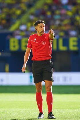 Referee Victor Garcia Verdura during the LaLiga EA Sports match between Villarreal CF and Elche CF at Estadio de la Cerámica on October 17, 2026, in Villarreal, Spain
