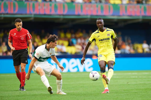Pape Gueye of Villarreal CF during the LaLiga EA Sports match between Villarreal CF and Elche CF at Estadio de la Cerámica on October 17, 2026, in Villarreal, Spain