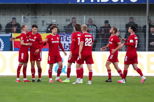 October 17, 2026, Soccer, Men s, Regionalliga Nord, Matchday 14, BSV Kickers Emden 1, FC Phönix Lübeck. Celebration of the 0–1 goal by Julian Matthias Boccaccio. 19 Phönix Lübeck