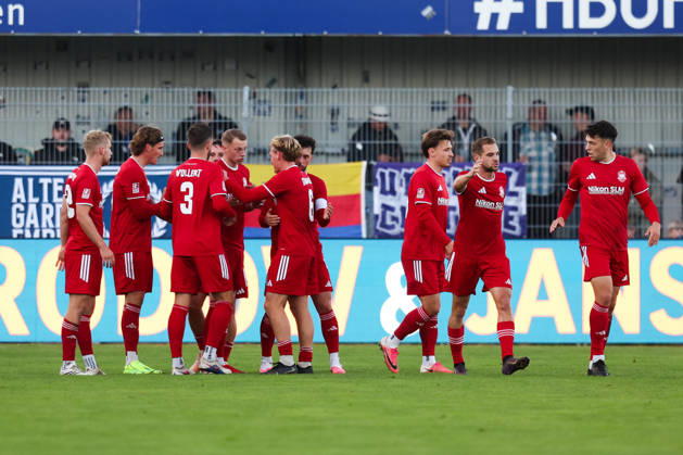 October 17, 2026, Soccer, Men s, Regionalliga Nord, Matchday 14, BSV Kickers Emden 1, FC Phönix Lübeck. Celebration of the 0–1 goal by Julian Matthias Boccaccio. 19 Phönix Lübeck