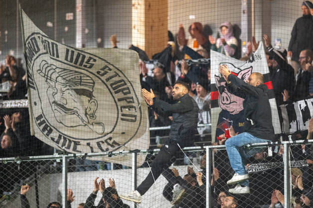 SOCCER - BL, A.Lustenau vs LASK LUSTENAU,AUSTRIA,17.OCT.26 - SOCCER - ADMIRAL Bundesliga, SC Austria Lustenau vs Linzer ASK. Image shows the rejoicing of fans of LASK.  GEPAxpictures xOliverxLerch
