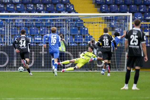 Yasin Zor (TSG II), 10, scores the 1-0 goal on a penalty kick; goal, scoring, highlight, action, play, game scene, October 18, 2026, Sinsheim, Germany, soccer, 3rd Division, TSG 1899 Hoffenheim II vs. SC Verl, DFB and DFL regulations prohibit any use of photographs as image sequences and or quasi-video xozx
