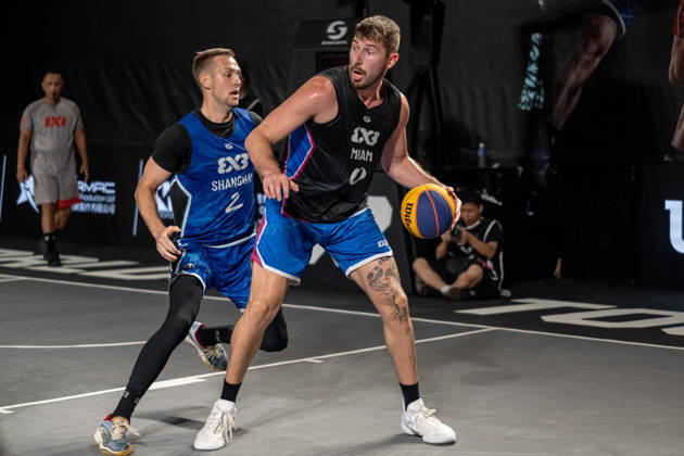 October 18, 2026, Macau, Macao Sar, China: FIBA 3x3 Basketball Macau.Semi-Final between Miami (black top) and Shanghai (blue) in the setting of the famous Ruins of St Pauls. FIBA 3x3 Basketball Macau  - ZUMAr144 20261018_zap_r144_090 Copyright: xJaynexRussellx