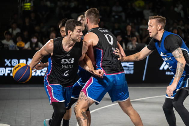 October 18, 2026, Macau, Macao Sar, China: FIBA 3x3 Basketball Macau.Semi-Final between Miami (black top) and Shanghai (blue) in the setting of the famous Ruins of St Pauls. Macau China - ZUMAr144 20261018_zap_r144_083 Copyright: xJaynexRussellx