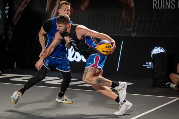 October 18, 2026, Macau, Macao Sar, China: FIBA 3x3 Basketball Macau.Semi-Final between Miami (black top) and Shanghai (blue) in the setting of the famous Ruins of St Pauls. Macau China - ZUMAr144 20261018_zap_r144_084 Copyright: xJaynexRussellx