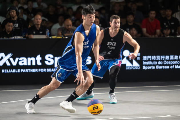 October 18, 2026, Macau, Macao Sar, China: FIBA 3x3 Basketball Macau.Semi-Final between Miami (black top) and Shanghai (blue) in the setting of the famous Ruins of St Pauls. Macau China - ZUMAr144 20261018_zap_r144_087 Copyright: xJaynexRussellx