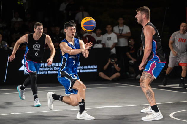 October 18, 2026, Macau, Macao Sar, China: FIBA 3x3 Basketball Macau.Semi-Final between Miami (black top) and Shanghai (blue) in the setting of the famous Ruins of St Pauls. Macau China - ZUMAr144 20261018_zap_r144_093 Copyright: xJaynexRussellx