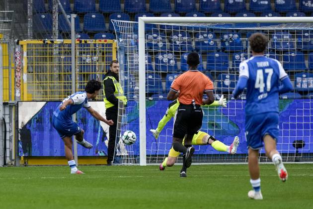 Goal scorer Yasin Zor (TSG II, 10) scores the goal to make it 2–0; goal, highlight, action, play, 18 October 2026, Sinsheim, Germany, soccer, 3. Liga, TSG 1899 Hoffenheim II vs. SC Verl, DFB and DFL regulations prohibit any use of photographs as image sequences and or quasi-video xozx