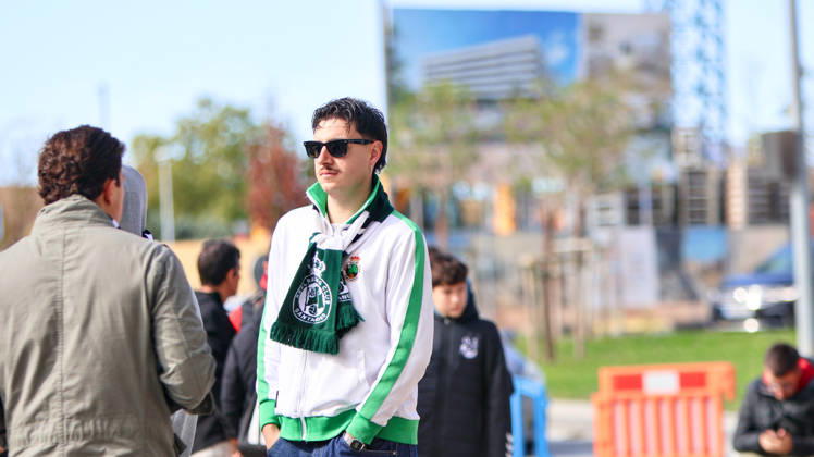 ESP LaLiga EA Sports Atlético Osasuna vs. Racing Santander: Fans of Racing Santander during the LaLiga EA Sports match between Atlético Osasuna and Racing Santander, played at El Sadar Stadium in Pamplona on October 18, 2026, in Spain. Spanish Soccer Copyright: xAgenciaxLOFx
