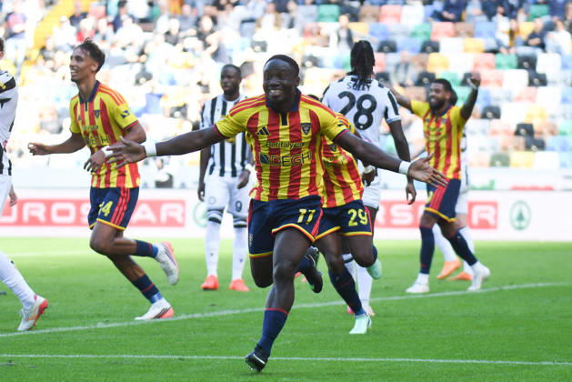 SOCCER - Serie A - Udinese Calcio vs. US Lecce Photo by IPA ABACAPRESS.COM89851742 - Lecce s Konan N Dri celebrates after scoring a goal during the Serie A soccer match between Udinese Calcio and US Lecce in Udine, Italy, on October 18, 2026 Udine Italy Copyright: xIPAxSport ABACAx