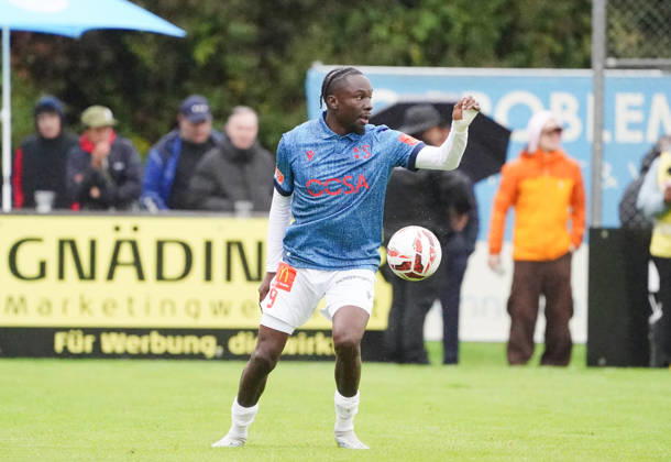 October 26, 2017, Cham, Switzerland; Men s Soccer, 2026–2027 Season, Swiss Cup, Round 2, SC Cham vs. FC Sion, 0–2; Photo: Josias Lukembila, FC Sion, in action