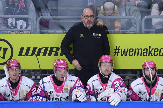 Ice Hockey: Penny DEL, Matchday 10—Krefeld Pinguine vs. Eisbären Berlin on October 18, 2026, at the Yayla Arena in Krefeld. Eric Dubois, Head Coach of Berlin. In accordance with the guidelines of the DEL (German Ice Hockey League), the publication and further use of the footage in electronic media and on devices of any kind is not permitted while the game is in progress xRx