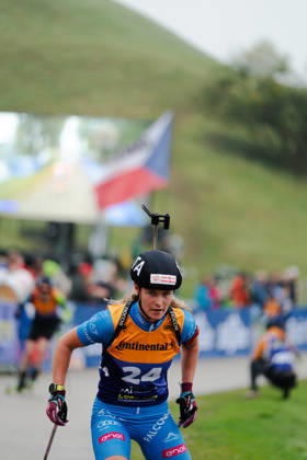 October 18, 2026, GER, Biathlon, Women, IBU Biathlon Loop One Festival 2026, 2026–2027 Season, Women’s Super Sprint Qualification, Heat 1–4: Martina Trabucchi (ITA), 24th in the turn, Munich Olympic Park, Bavaria, Germany Copyright: xNordphoto Vux