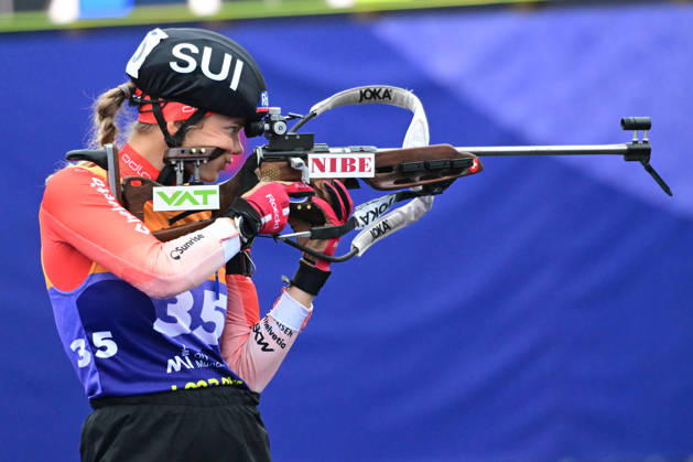 BIATHLON: Lea MEIER (SUI) during the women s and men s Super Sprint qualifiers at the Loop One Biathlon Opening Festival in Munich s Olympic Park on October 18, 2026, Germany, Bavaria, Munich, Hans-Jochen-Vogel-Platz, Olympic Park, Bavaria, Germany