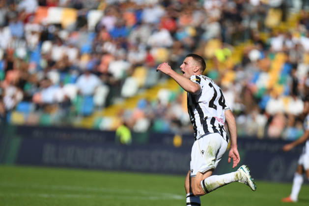 SOCCER - Serie A - Udinese Calcio vs. US Lecce Photo by IPA ABACAPRESS.COM89854423 - Udinese s Jakub Piotrowski celebrates after scoring the disallowed goal during the Serie A soccer match between Udinese Calcio and US Lecce in Udine, Italy, on October 18, 2026 Udine Italy Copyright: xIPAxSport ABACAx