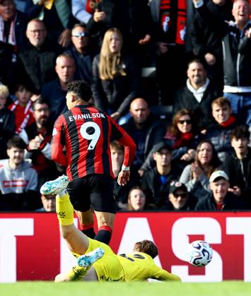 Evanilson of AFC Bournemouth scores a goal to make the score 2-0. Bournemouth v Sunderland, Premier League, Football, Vitality Stadium, Bournemouth, UK - 18 Oct 2026Bournemouth Vitality Stadium United Kingdom EDITORIAL USE ONLY No use with unauthorised audio, video, data, fixture lists, club league logos or live services. Online in-match use limited to 120 images, no video emulation. No use in betting, games or single club league player publications.  Copyright: xJamesxMarsh Shutterstockx 17222646ar
