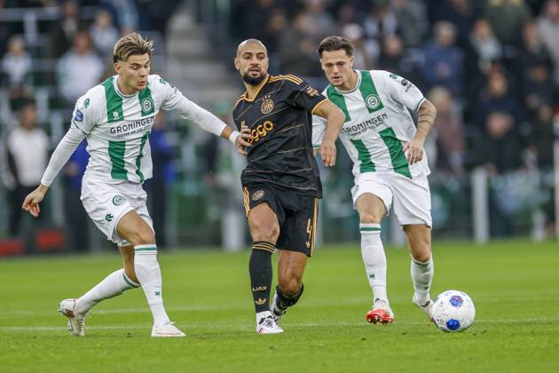 GRONINGEN , 18-10-2026 , Euroborg Stadium, season 2026 2027 , Dutch Eredivisie Football , match between FC Groningen and Ajax. Picture shows Ajax player Sofyan Amrabat Groningen - Ajax  x208696555x Copyright:
