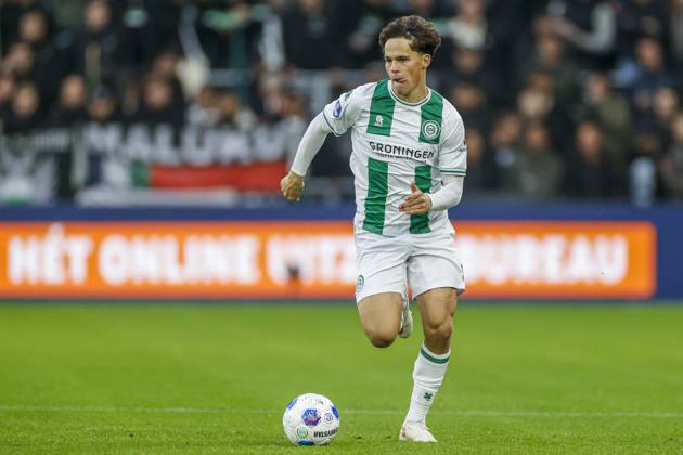 GRONINGEN , 18-10-2026 , Euroborg Stadium, season 2026 2027 , Dutch Eredivisie Football , match between FC Groningen and Ajax. Picture shows FC Groningen player Thom van Bergen Groningen - Ajax  x208696713x Copyright: