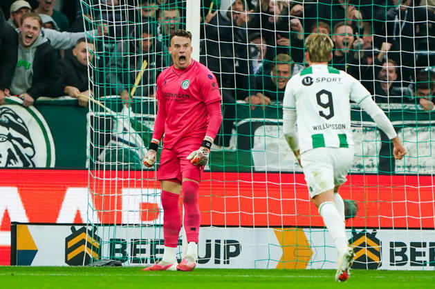2026-10-18 VriendenLoterij Eredivisie: FC Groningen v AFC Ajax GRONINGEN, NETHERLANDS - OCTOBER 18: Etienne Vaessen of FC Groningen during the VriendenLoterij Eredivisie match between FC Groningen and AFC Ajax at Euroborg on October 18, 2026 in Groningen, Netherlands. Groningen Euroborg Netherlands Content not available for redistribution in The Netherlands directly or indirectly through any third parties. Copyright: xAndrexWeeningx