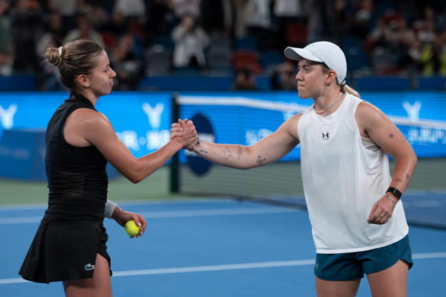 (261018) -- WUHAN, Oct. 18, 2026 -- Maja Chwalinska (L) greets Sonay Kartal after the women s singles final match between Maja Chwalinska of Poland and Sonay Kartal of Britain at the 2026 Wuhan Open tennis tournament in Wuhan, capital of central China s Hubei Province, Oct. 18, 2026. ) (SP)CHINA-WUHAN-TENNIS-WUHAN OPEN-WOMEN S SINGLES-FINAL (CN) WuxZhizun 