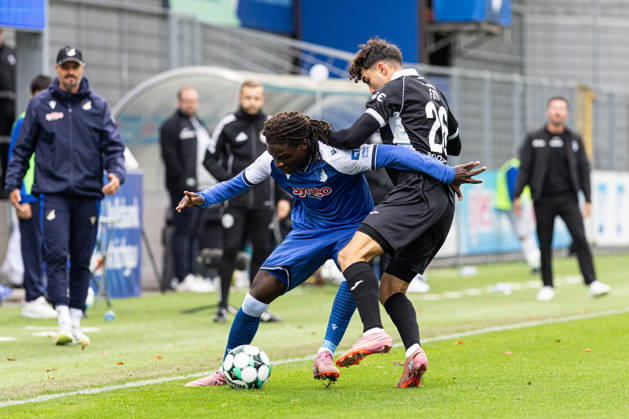 Germany: TSG Hoffenheim II vs. SC Verl, 3. Liga, 2026–27 season, Dietmar Hopp Stadium, Sinsheim; Blessing Makanda, TSG Hoffenheim II, 17, in possession; Sinsheim, Dietmar Hopp Stadium, Baden-Württemberg, Germany Copyright: xBenedictxChristx