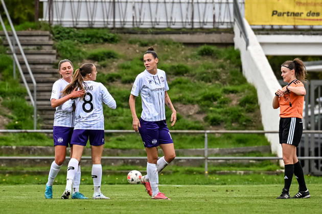 October 18, 2026, Soccer, Women s Bundesliga 2, 2026–2027, Matchday 9, SG 99 Andernach vs. SGS Essen; celebration after Vanessza Nagy s 4–0 goal (right), Essen