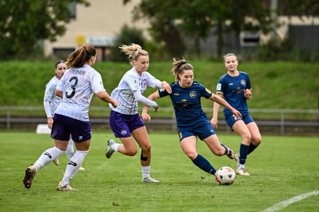 October 18, 2026, Soccer, Women s Bundesliga 2, 2026–2027, Matchday 9, SG 99 Andernach vs. SGS Essen; Jule Schnieder of Essen holds Leonie Krump of Andernach by the arm