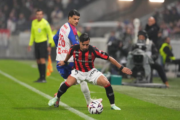 Olympique Lyonnais v OGC Nice - Ligue 1 McDonald s 2026 2027 Elye WAHI;Clinton MATA of Nice and Kail BOUDACHE of Olympique Lyonnais during Ligue 1 McDonald s match between Lyon and Nice at Groupama Stadium on October 18, 2026 in Lyon, France. Lyon France  Copyright: xDavexWinterx 776577179