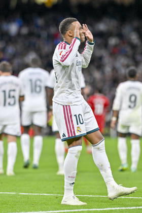 October 18, 2026, Madrid, Madrid, Spain: 10 KYLIAN MBAPPE of Real Madrid CF celebrates a goal during the match on Matchday 9 of the 2026-27 National League First Division Championship between REAL MADRID C.F. and SEVILLA FC, played at the Bernabeu Stadium on October 17, 2026, in Madrid, Spain. REAL MADRID C.F. Vs. SEVILLA FC - 2026 27 National League First Division Championship 10.18.26  - ZUMAc312 20261018_zsp_c312_034 Copyright: xOscarxManuelxSanchezx