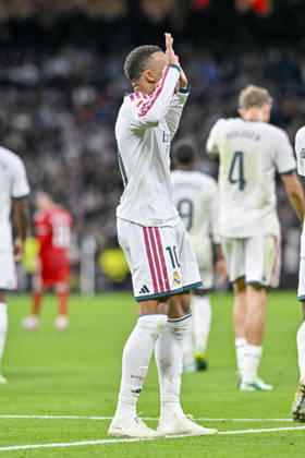 October 18, 2026, Madrid, Madrid, Spain: 10 KYLIAN MBAPPE of Real Madrid CF celebrates a goal during the match on Matchday 9 of the 2026-27 National League First Division Championship between REAL MADRID C.F. and SEVILLA FC, played at the Bernabeu Stadium on October 17, 2026, in Madrid, Spain. REAL MADRID C.F. Vs. SEVILLA FC - 2026 27 National League First Division Championship 10.18.26  - ZUMAc312 20261018_zsp_c312_035 Copyright: xOscarxManuelxSanchezx