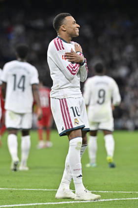 October 18, 2026, Madrid, Madrid, Spain: 10 KYLIAN MBAPPE of Real Madrid CF celebrates a goal during the match on Matchday 9 of the 2026-27 National League First Division Championship between REAL MADRID C.F. and SEVILLA FC, played at the Bernabeu Stadium on October 17, 2026, in Madrid, Spain. REAL MADRID C.F. Vs. SEVILLA FC - 2026 27 National League First Division Championship 10.18.26  - ZUMAc312 20261018_zsp_c312_037 Copyright: xOscarxManuelxSanchezx
