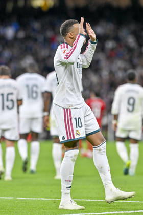 October 18, 2026, Madrid, Madrid, Spain: 10 KYLIAN MBAPPE of Real Madrid CF celebrates a goal during the match on Matchday 9 of the 2026-27 National League First Division Championship between REAL MADRID C.F. and SEVILLA FC, played at the Bernabeu Stadium on October 17, 2026, in Madrid, Spain. REAL MADRID C.F. Vs. SEVILLA FC - 2026 27 National League First Division Championship 10.18.26  - ZUMAc312 20261018_zsp_c312_038 Copyright: xOscarxManuelxSanchezx