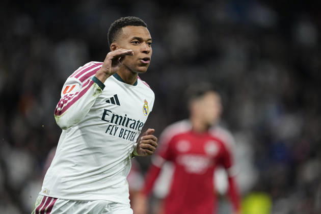 October 18, 2026, Madrid, Madrid, Spain: Kylian Mbappe of Real Madrid CF celebrates after scoring his team s third goal during the Spanish League, LaLiga EA Sports, football match between Real Madrid and Sevilla FC at Bernabeu stadium on October 18, 2026, in Madrid, Spain. Real Madrid V Sevilla FC - LaLiga EA Sports  - ZUMAa181 20261018_zaa_a181_411 Copyright: xOscarxJ.xBarrosox